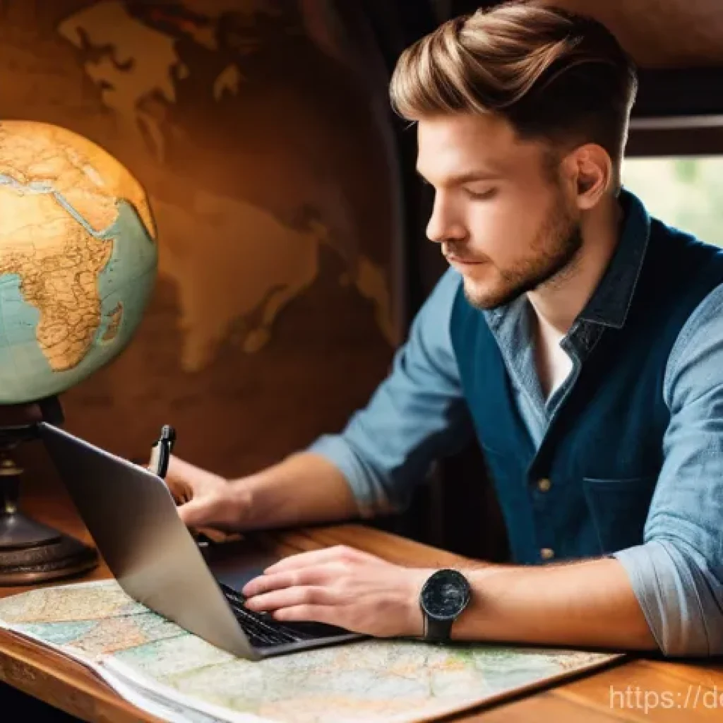 여행 준비 시 반드시 확인해야 할 사항 - **A Traveler's Planning Moment:** A young adult, either male or female, with a warm, thoughtful expr...