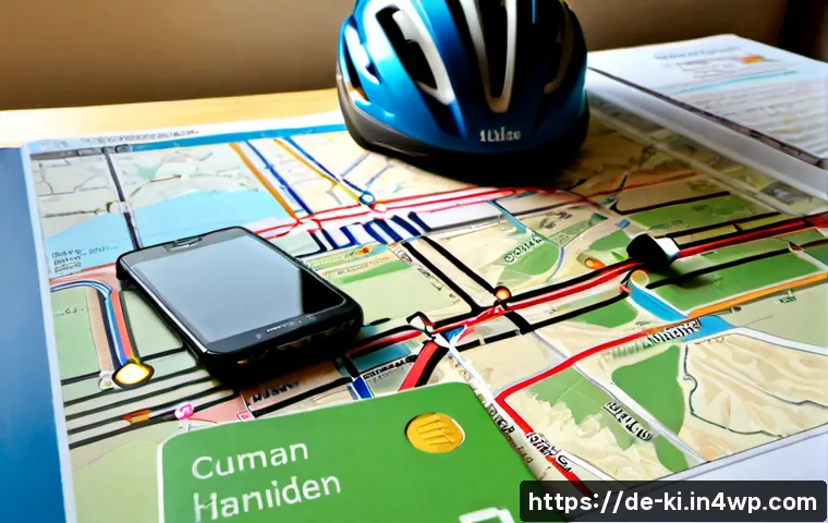 Home 17 여행 일정에 맞는 최적의 교통수단 - Photorealistic travel planning desk scene for a German traveler, an open regional rail timetable map...